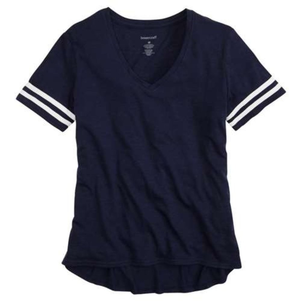 New, w/o tag. Boxercraft Women's Sporty Slub Tee, Navy w/white stripes